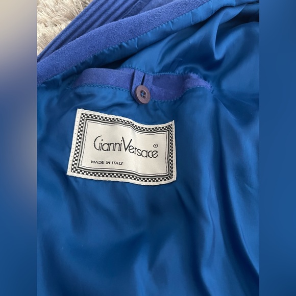 Vintage Gianni Versace 1990 Suede Leather Unisex Jacket With Beaded Fringe - Picture 11 of 17